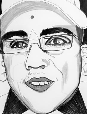 Portrait of Xavier Naidoo s/w Version by Fritzsch Anneliese