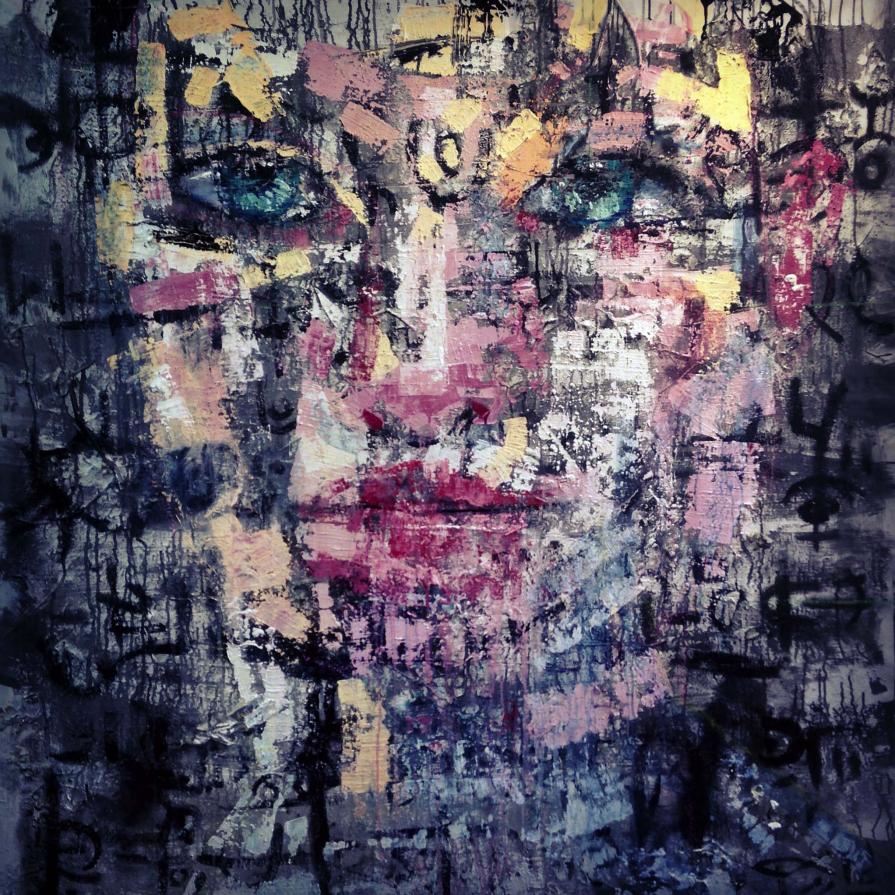 Fabio Modica - Faciem X - mixed media on canvas - 59x59 inches