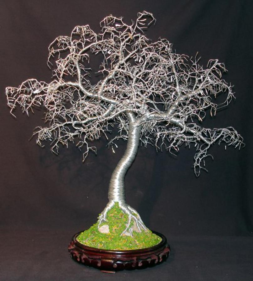 Hammered Leaves Bonsai  -  Wire Tree Sculpture, by Sal Villano 