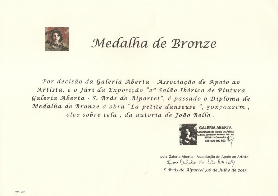 Work awarded - Bronze Medal, Alportel (July 6, 2013)