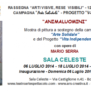 Invito Mostra personale di Mario Serra "Animaluomini" a Bologna in Sala Celeste