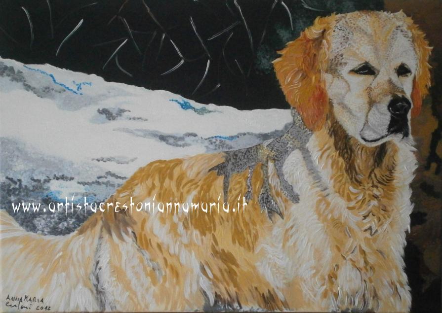 Golden Retriever - Olio su Tela 70/50 - Tecnica Pennello