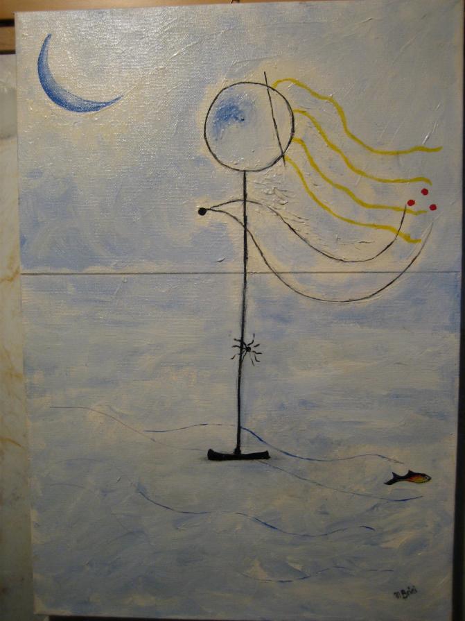 ragazza al mare che guarda la luna