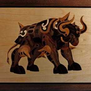 Segno zodiacale del Toro (Intarsio in legno)