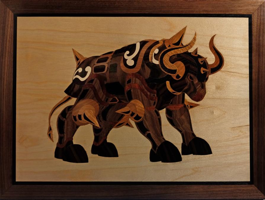 Segno zodiacale del Toro (Intarsio in legno)