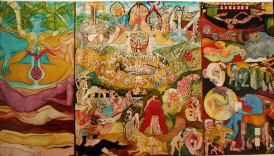 " TRITTICO DELLE....  " GENESI- IL GIARDINO DELL'EROS - TORMENTO = assieme  cm 330 x 190 cm