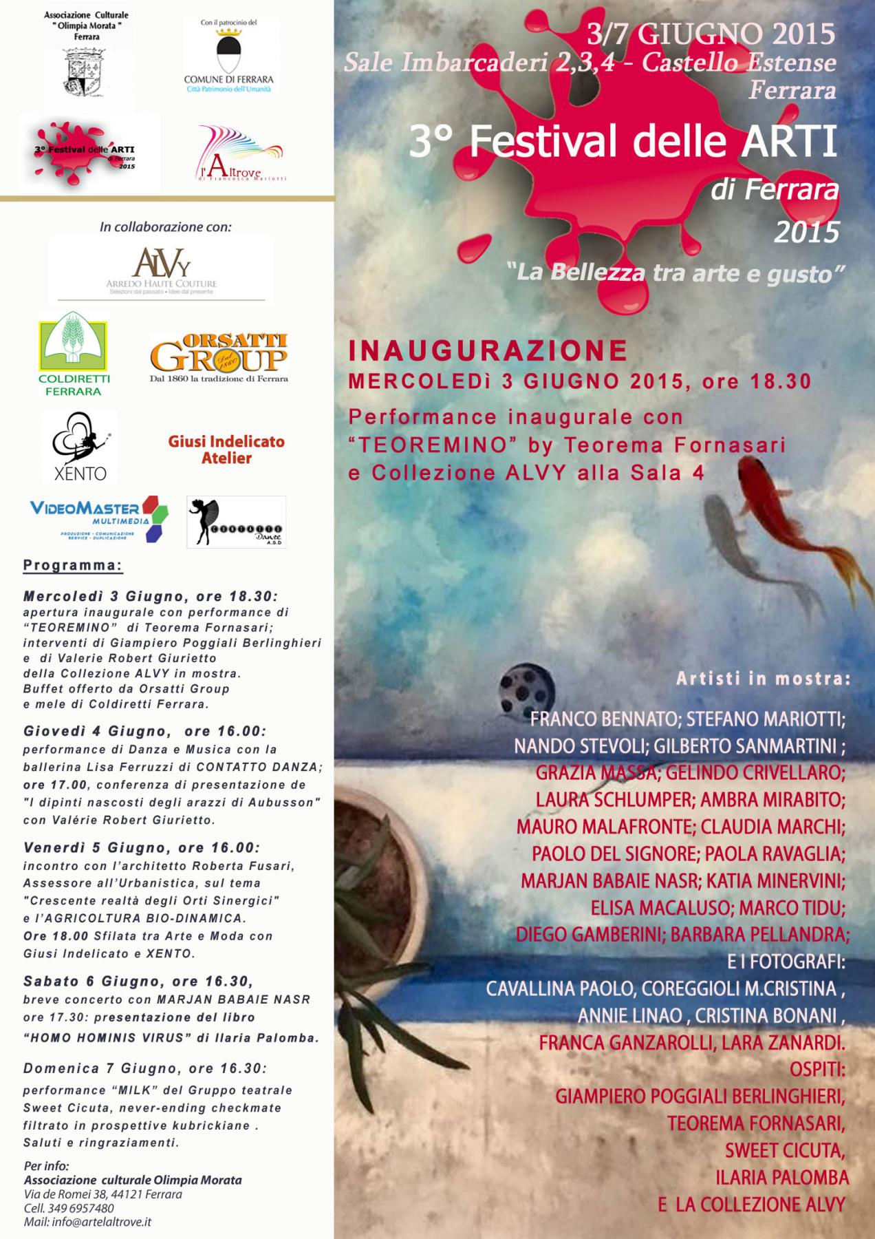 3° FESTIVAL DELLE ARTI 2015 - 2° appuntamento - Sale dell'Imbarcadero del Castello Estense