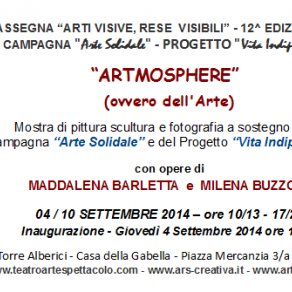 Invito Mostra di Maddalena Barletta e Milena Buzzoni "Artmosphere" a Bologna a Torre Alberici