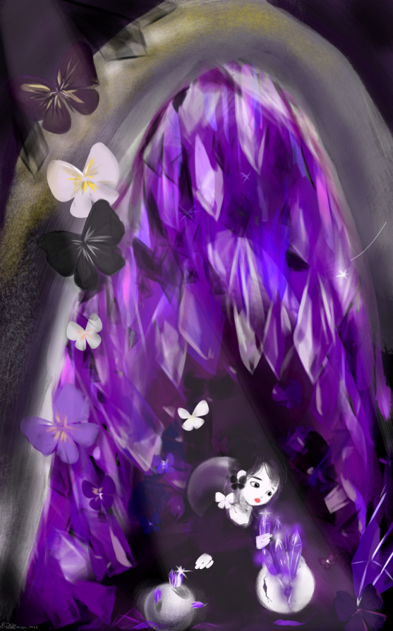 Crystal Gem- Violets, Dazzled Amethyst in Violet. (Longing)