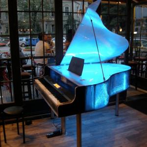 Translucent lighted stage piano