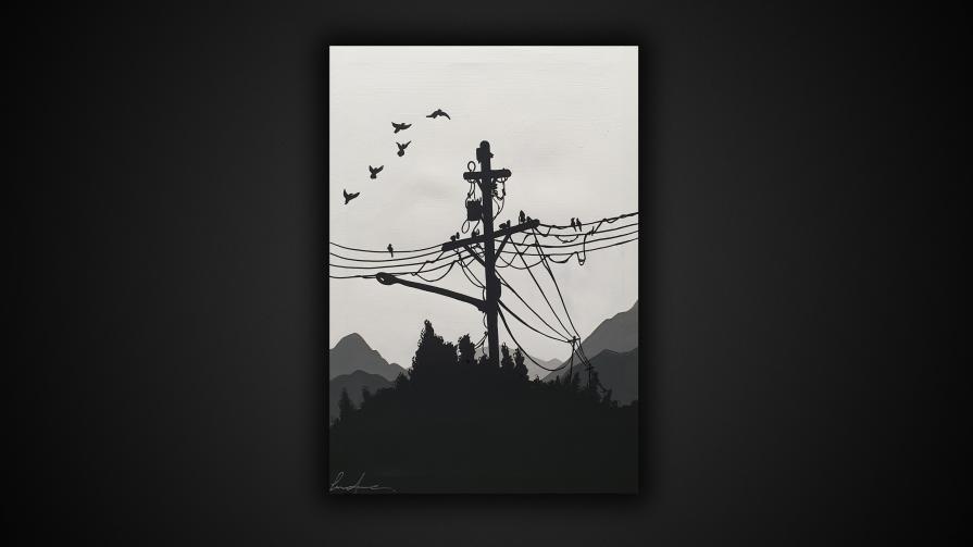 black and white electric pole