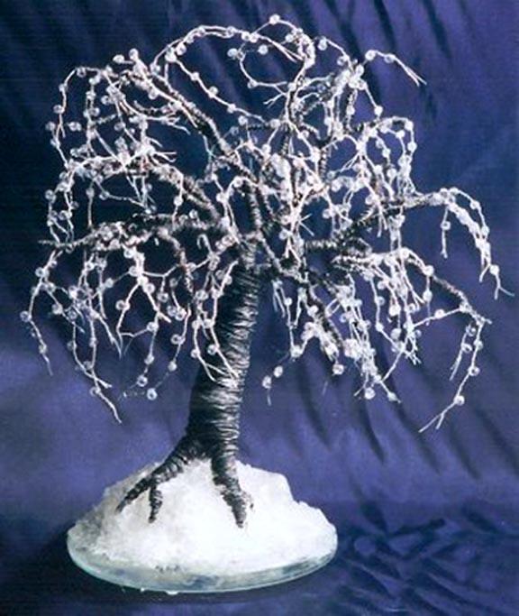 Black Ice, beaded tree sculpture