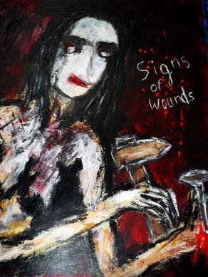 -Signs of wounds-Acryl auf Karton,100 x 70 cm