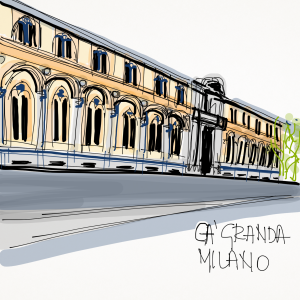 Croquis prospetto Ca' Granda, Milano