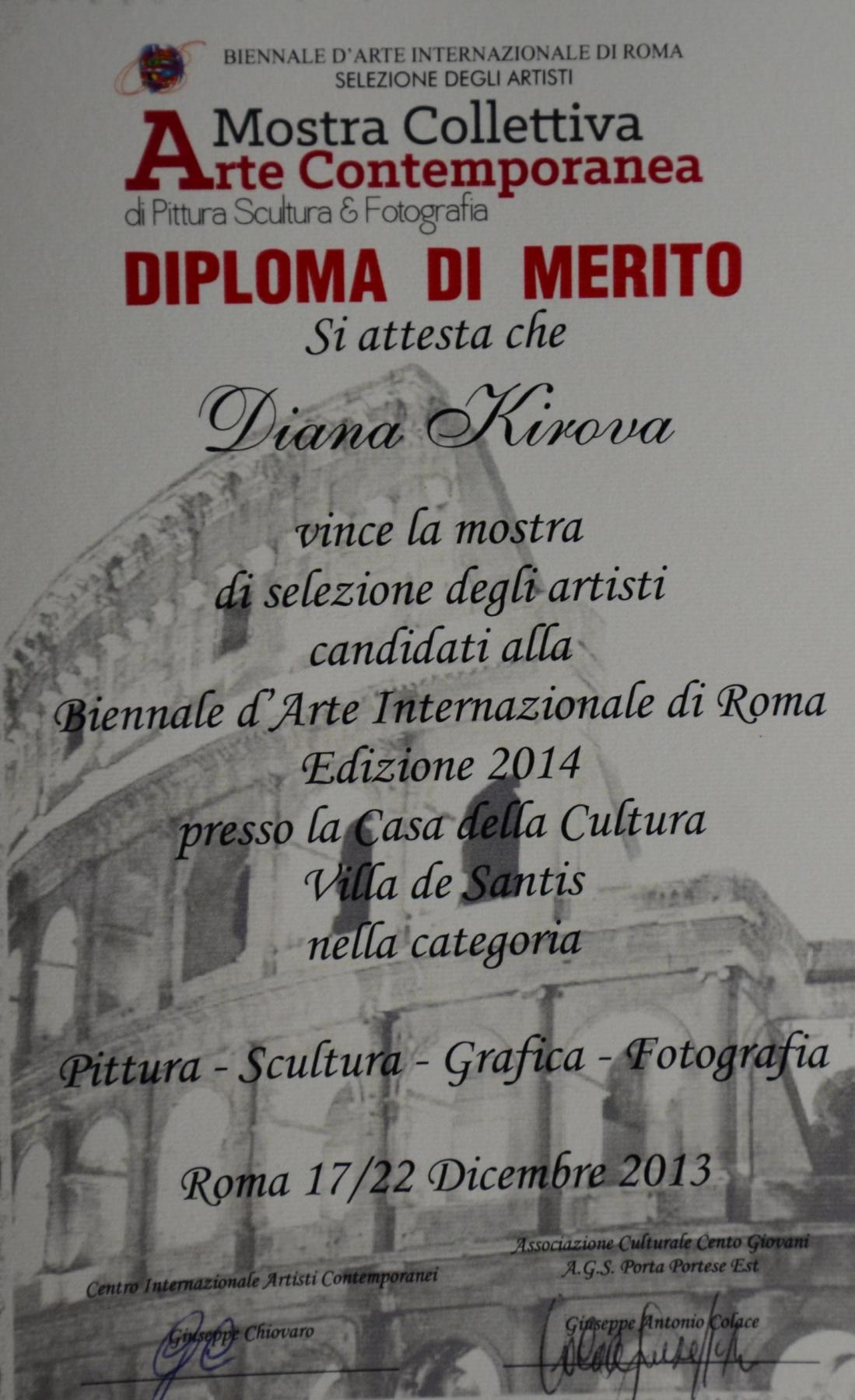 Concorso di selezione degli artisti candidati alla Biennale D'Arte Internazionale di Roma 