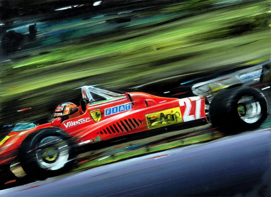 Gilles Villeneuve on Ferrari 126 C2, 1982