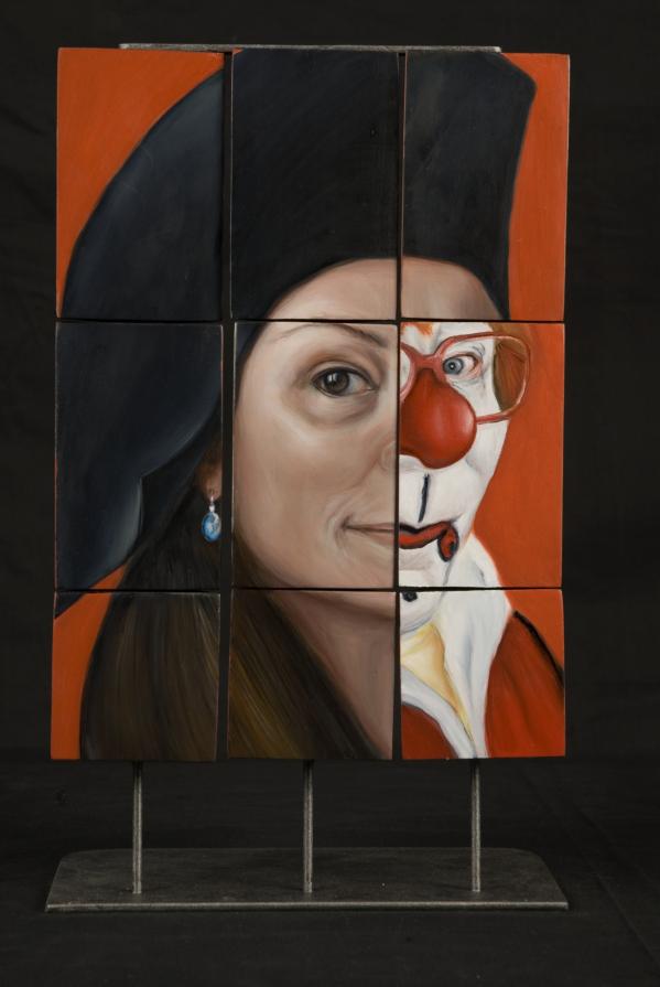 "Autoritratto con Teschio e Pagliaccio" - "Self Portrait with Scull and Clown"