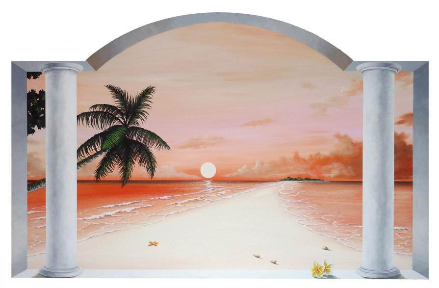 trompe l'oeil: Tramonto sull'orizzonte infinito