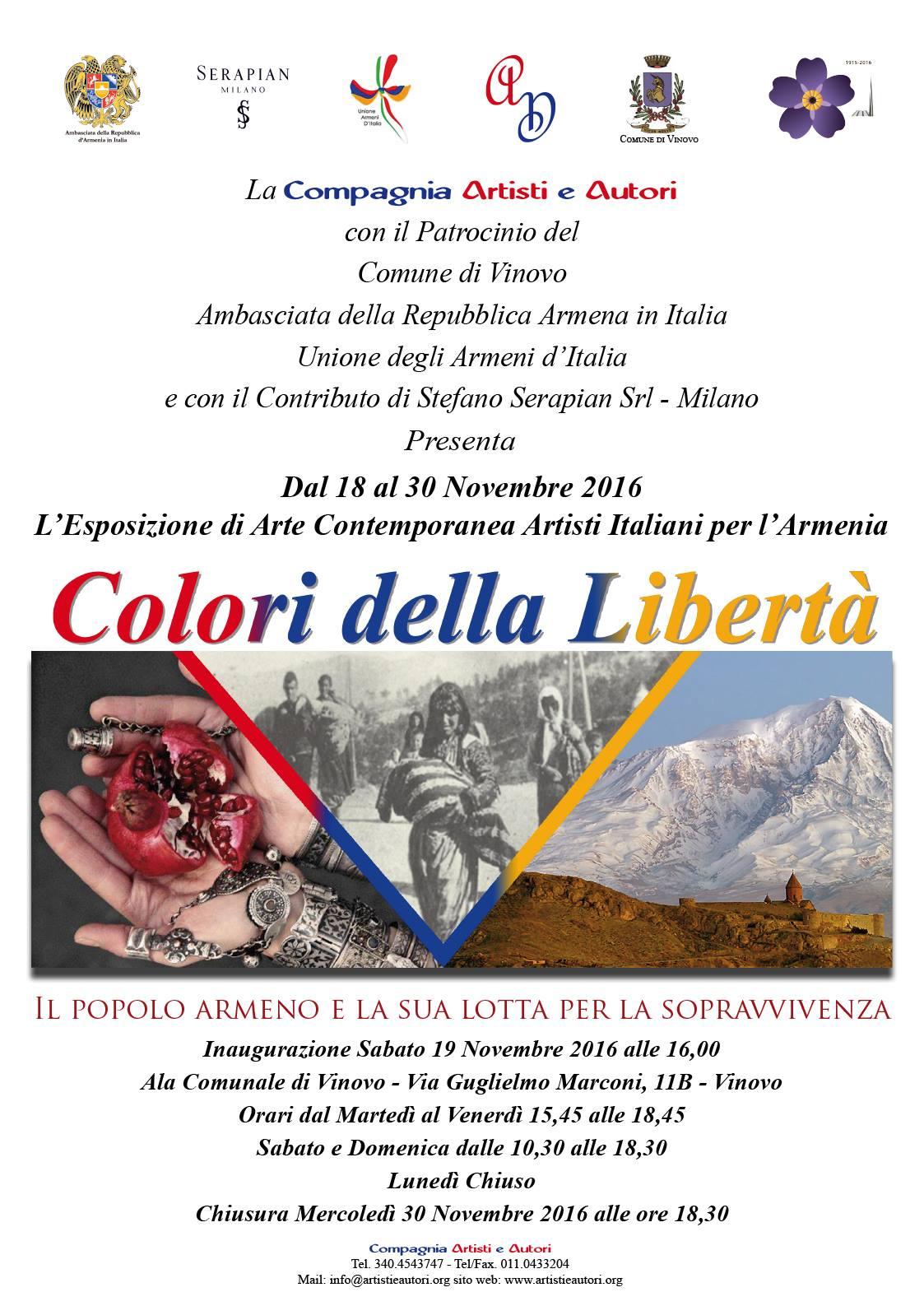 I colori della Libertà: il Popolo Armeno e la sua sopravvivenza" ,il suggestivo evento fa tappa a Vinovo (TO) 