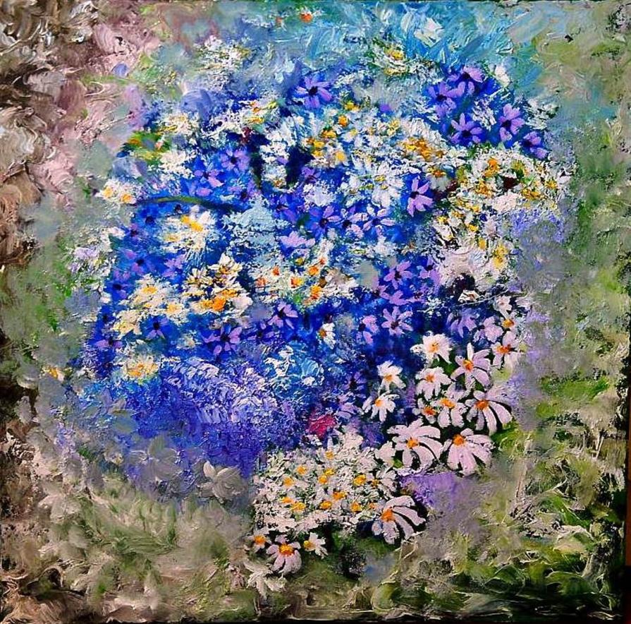 Olga Maximova (Russia) - Fiori - olio tela - 60 x 60