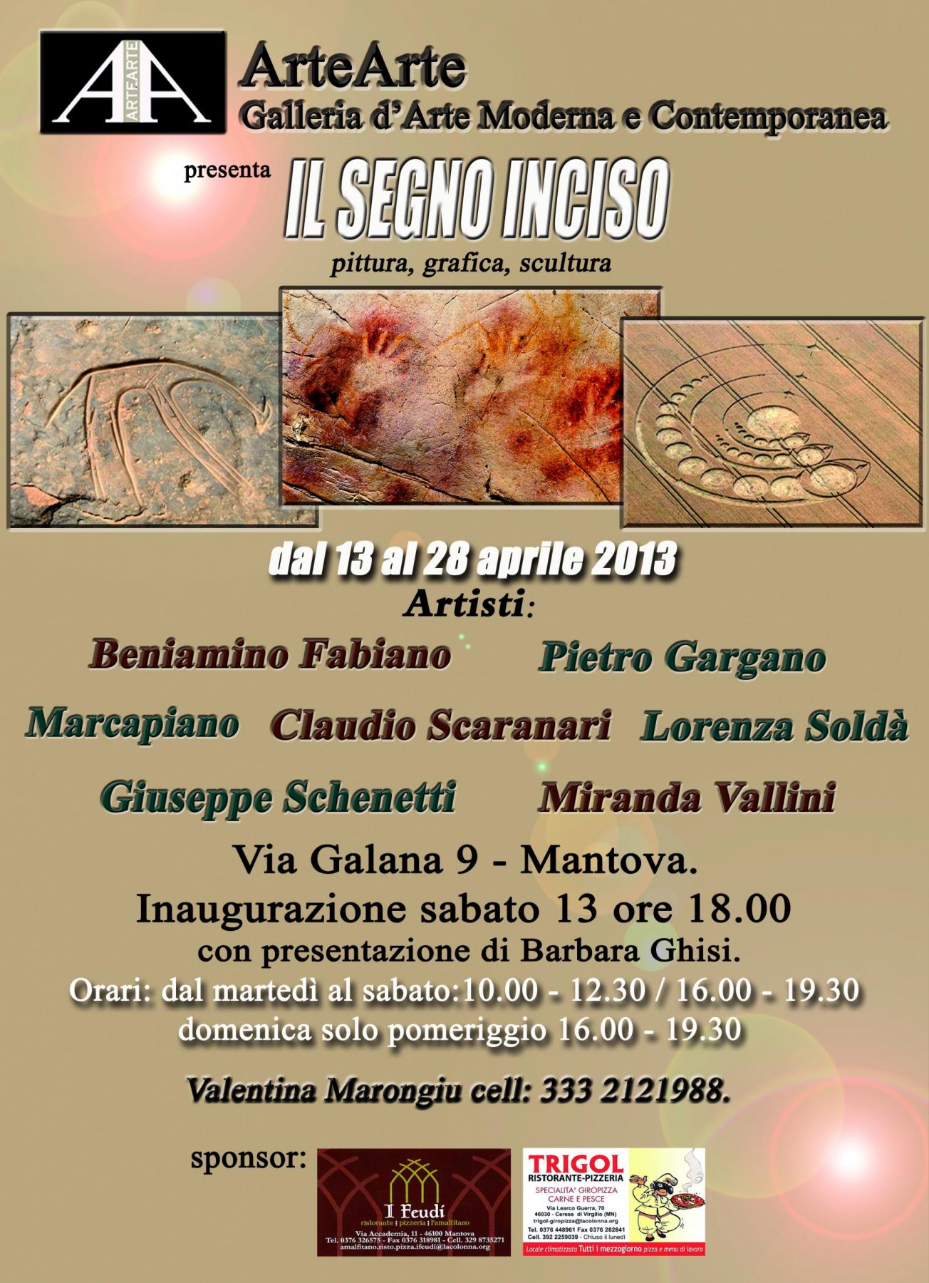 MOSTRA D'ARTE "IL SEGNO INCISO" ALLA GALLERIA ARTEARTE DI MANTOVA.