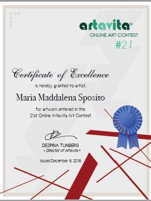 Certificate: Artavita ONLINE ART CONTEST # 21