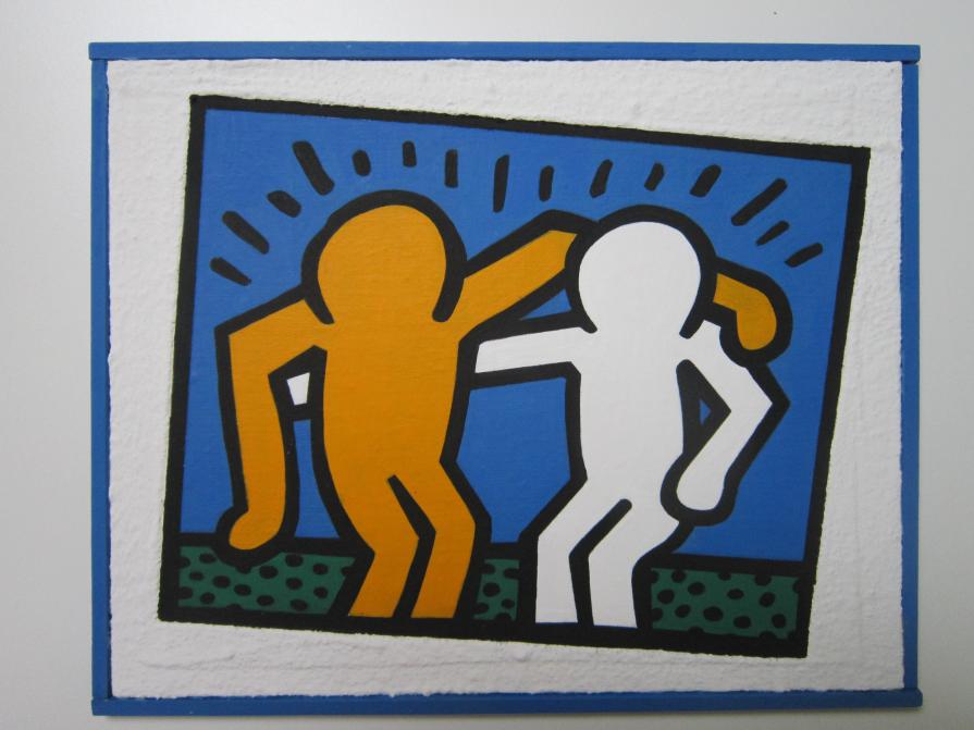 quadretto in stile Keith Haring dipinto a mano