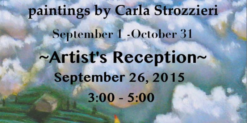 Carla Strozzieri's paintings are exhibited in a solo show at the Meagher Gallery. 