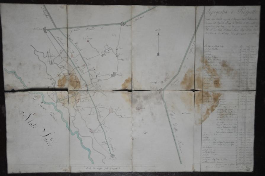 Mappa ottocentesca di territori posseduti dall'ospedale Ca' granda di Milano