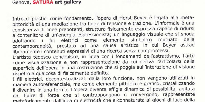 ELECTRICITY Mostra personale di Horst Beyer