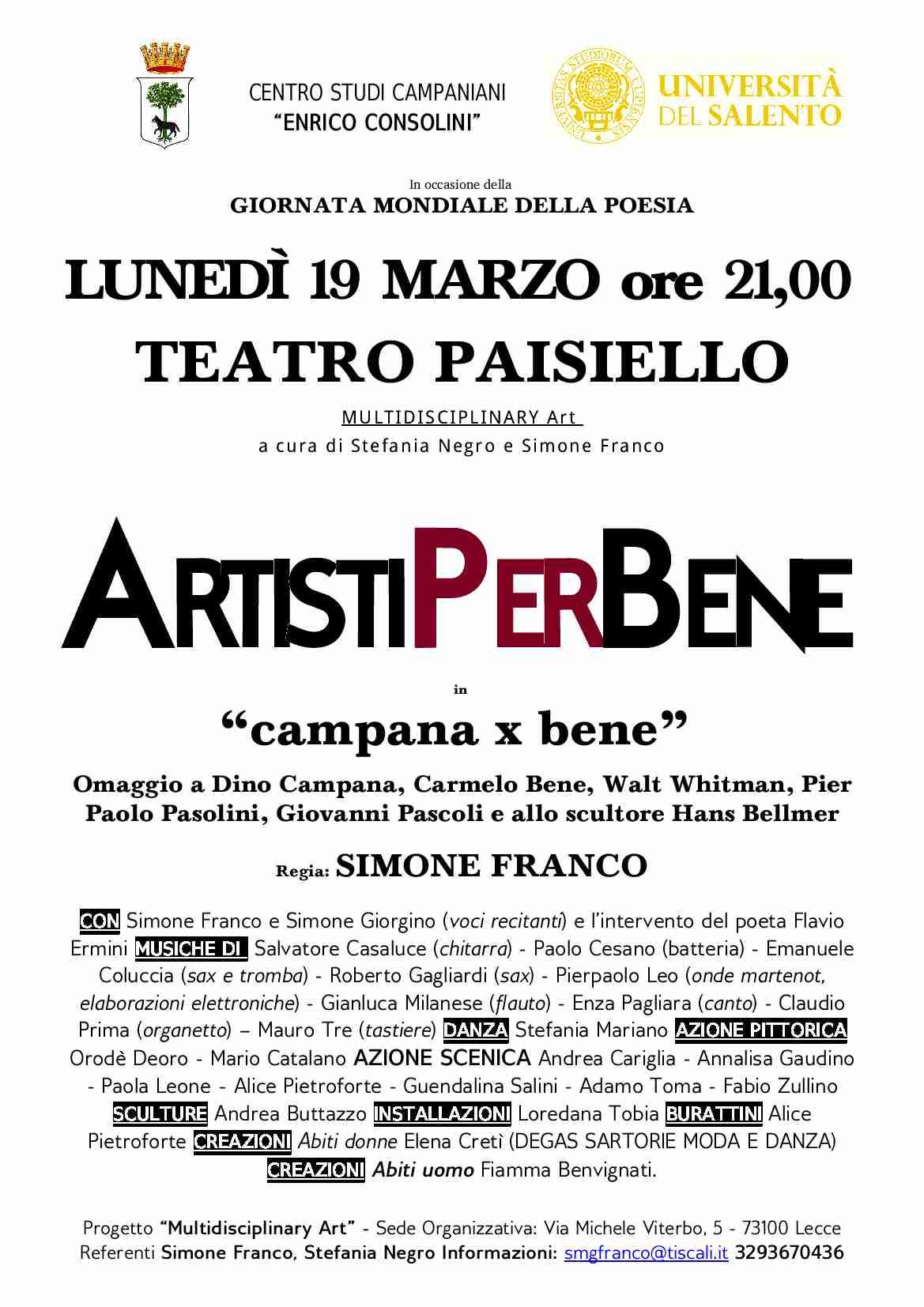 azione pittorica di Orodè Deoro nel grande evento multidisciplinare “ARTISTI PERBENE in: CAMPANA x Bene” 