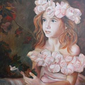 The girl with the pink roses