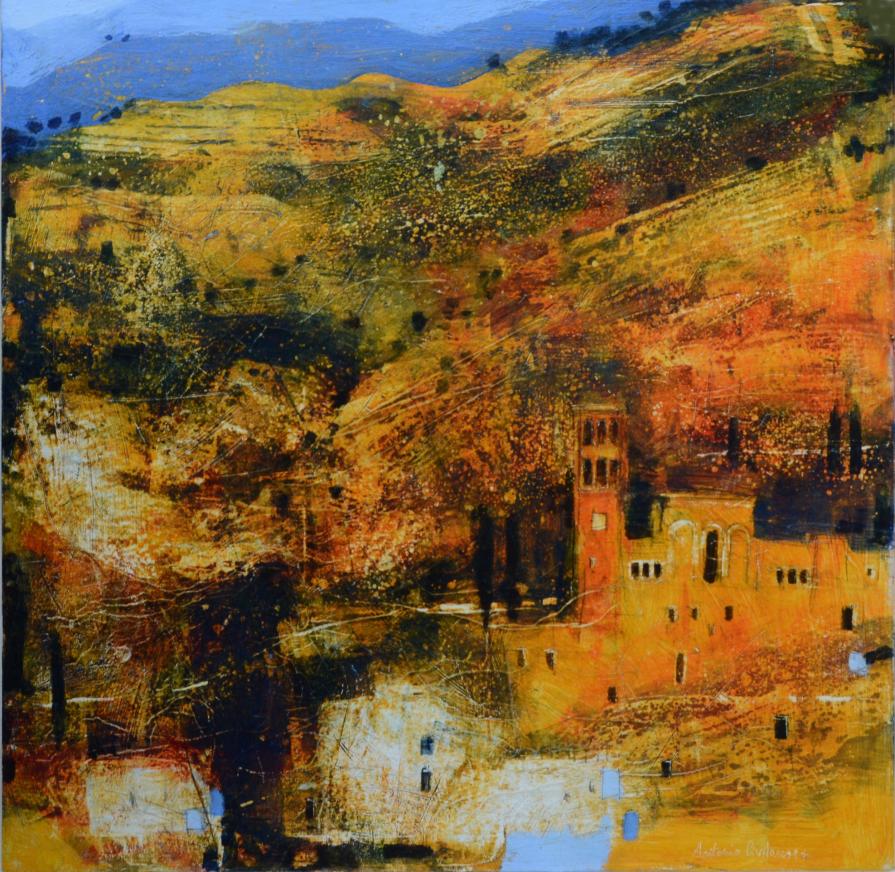 PAESAGGIO ITALIANO _Santa Cosma e Damiano_tecnica mista su tela 80x80cm_ anno 2014_ Antonio Civitarese+