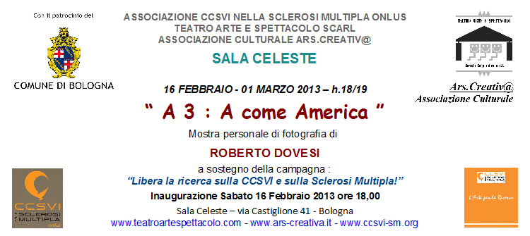 Invito Mostra fotografia Roberto Dovesi in Sala Celeste per CCSVI-SM