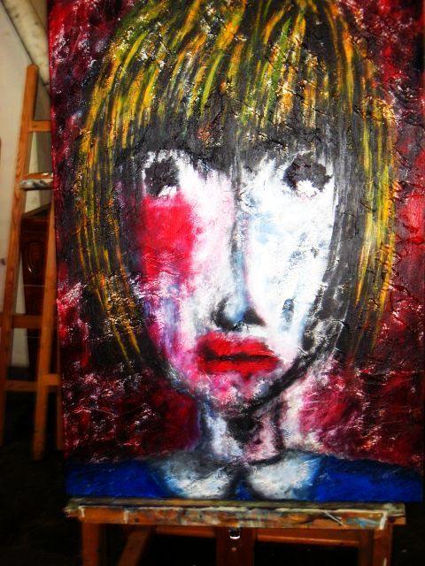 -Face of a child-Acryl ,Strukturpaste auf Leinwand,100 x 70 cm