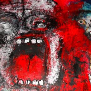 -Crying and pain. Guilt and morality- 160 x 160 cm Acryl auf Tuch 2011.