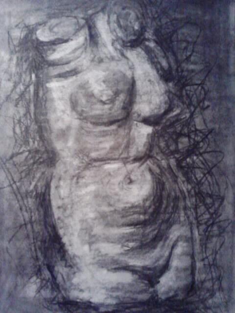 drawing of a nude sculpture