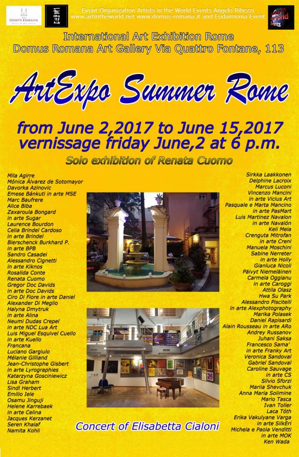 Esposizione Artistica Internazionale "ArtExpo Summer 2017" alla  Domus  Romana Art Gallery di Roma