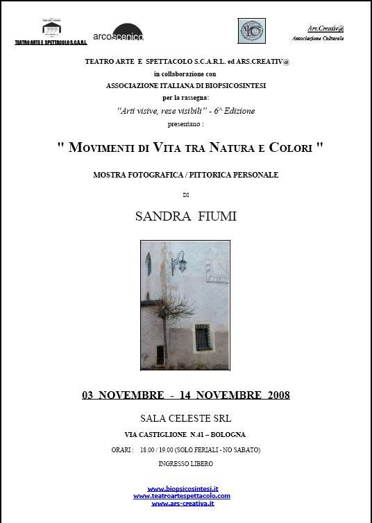 Locandina Mostra Sandra Fiumi Sala Celeste Bologna