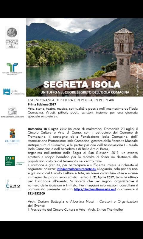 Termine di iscrizione per evento " Segreta Isola " - Isola Comacina Lago di Como