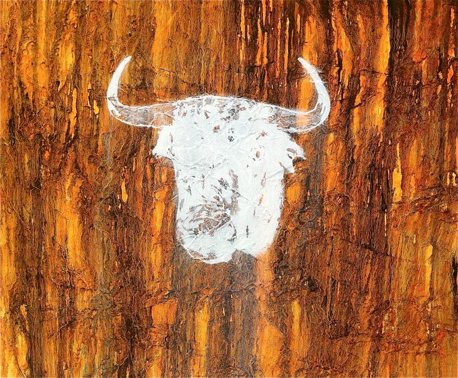 White Bull on Orange