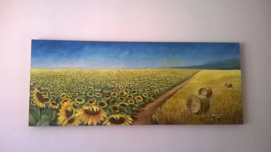 Girasoli e balle di fieno