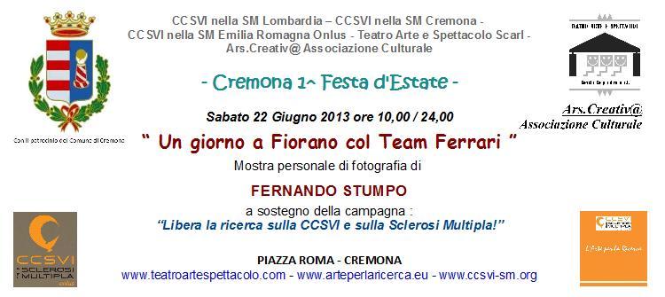 Invito Mostra personale di Fernando Stumpo in Piazza Roma Cremona