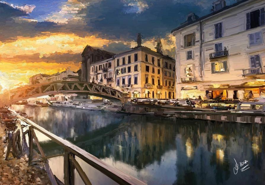 Tramonto sul Naviglio Grande