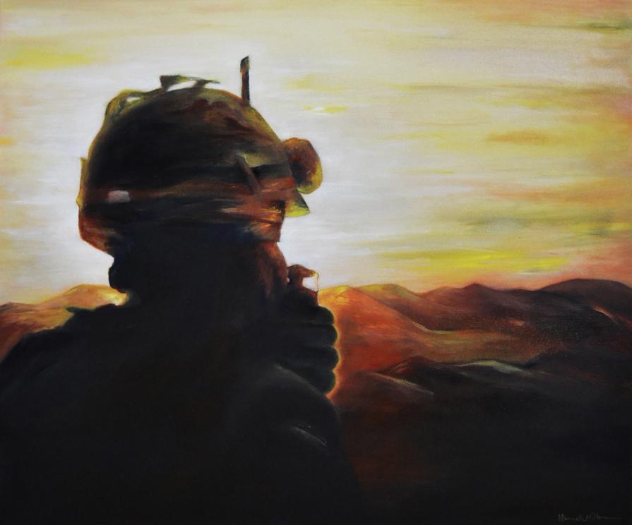 Spanish Soldier Overlooking Afghanistan