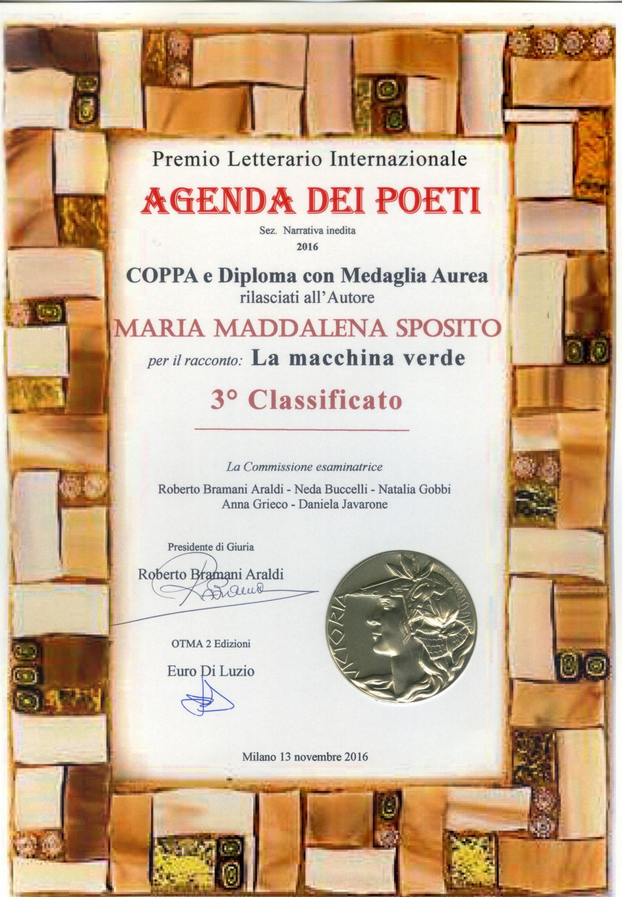 International Literary Prize - Agenda of Poets- Section unpublished fiction