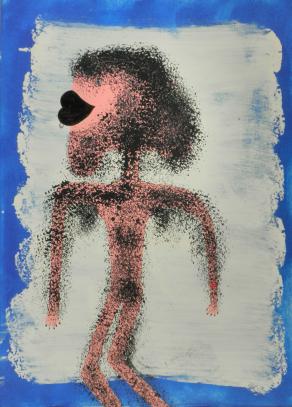 World's Hairiest Man mixed media on cartboard cm 50 x 35 2016