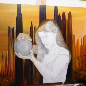 Pintura em progresso / Painting in progress "Premonição"