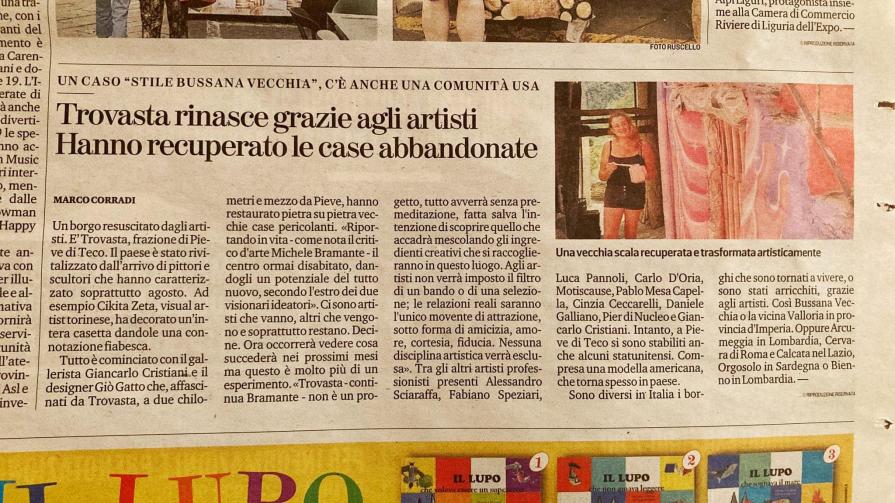 Articolo di Giornale che parla della residenza Artistica 