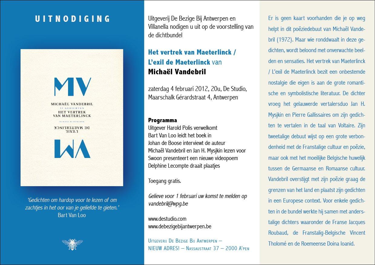 'Het vertrek van Maeterlinck' book presentation